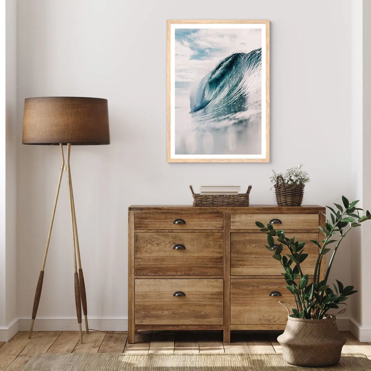 Poster in einem Rahmen aus heller Eiche - Wasserspitze - 70x100 cm