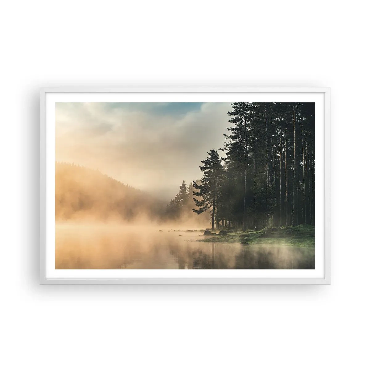 Poster in einem weißen Rahmen - Die Geburt des Tages - 91x61 cm