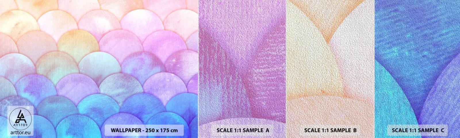 Fototapeten Muster Premium Sand - Perlenschuppe - Pastell, Blasen, Waage - 100x30 cm