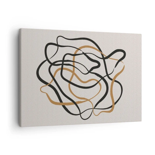 Bild auf Leinwand - Leinwandbild - Verworrene Linien in Schwarz und Gold auf hellem Hintergrund - 70x50cm - Alles ging schief - Moderne Wanddekoration für Wohnzimmer und Schlafzimmer ARTTOR