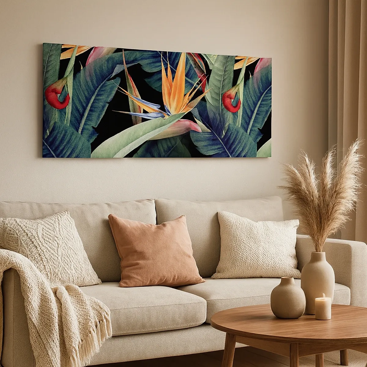 Bild auf Leinwand - Leinwandbild - Flammende Blumen der Tropen - 30x30 cm