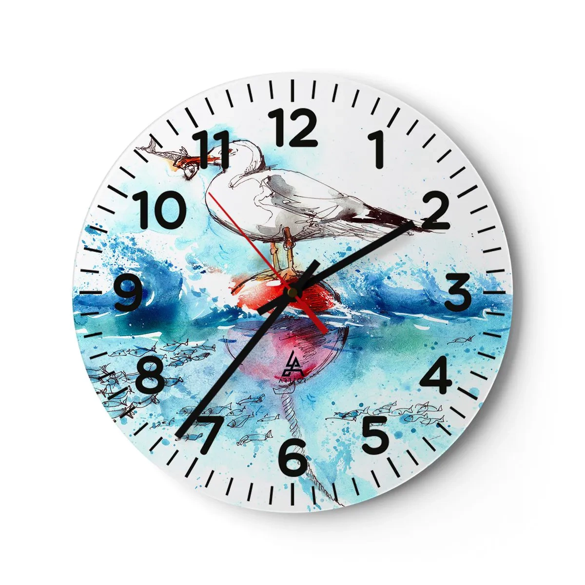 Wanduhr - Glasuhr - Erfolgreicher Fang - 40x40 cm