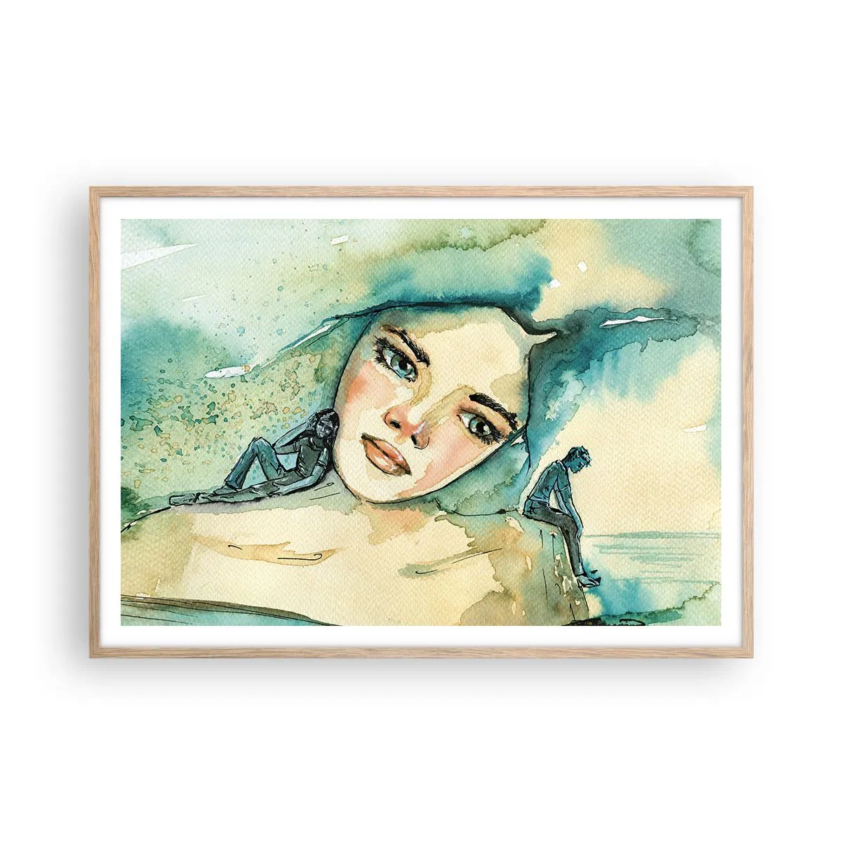 Poster in einem Rahmen aus heller Eiche - Bin ich blau? - 100x70 cm