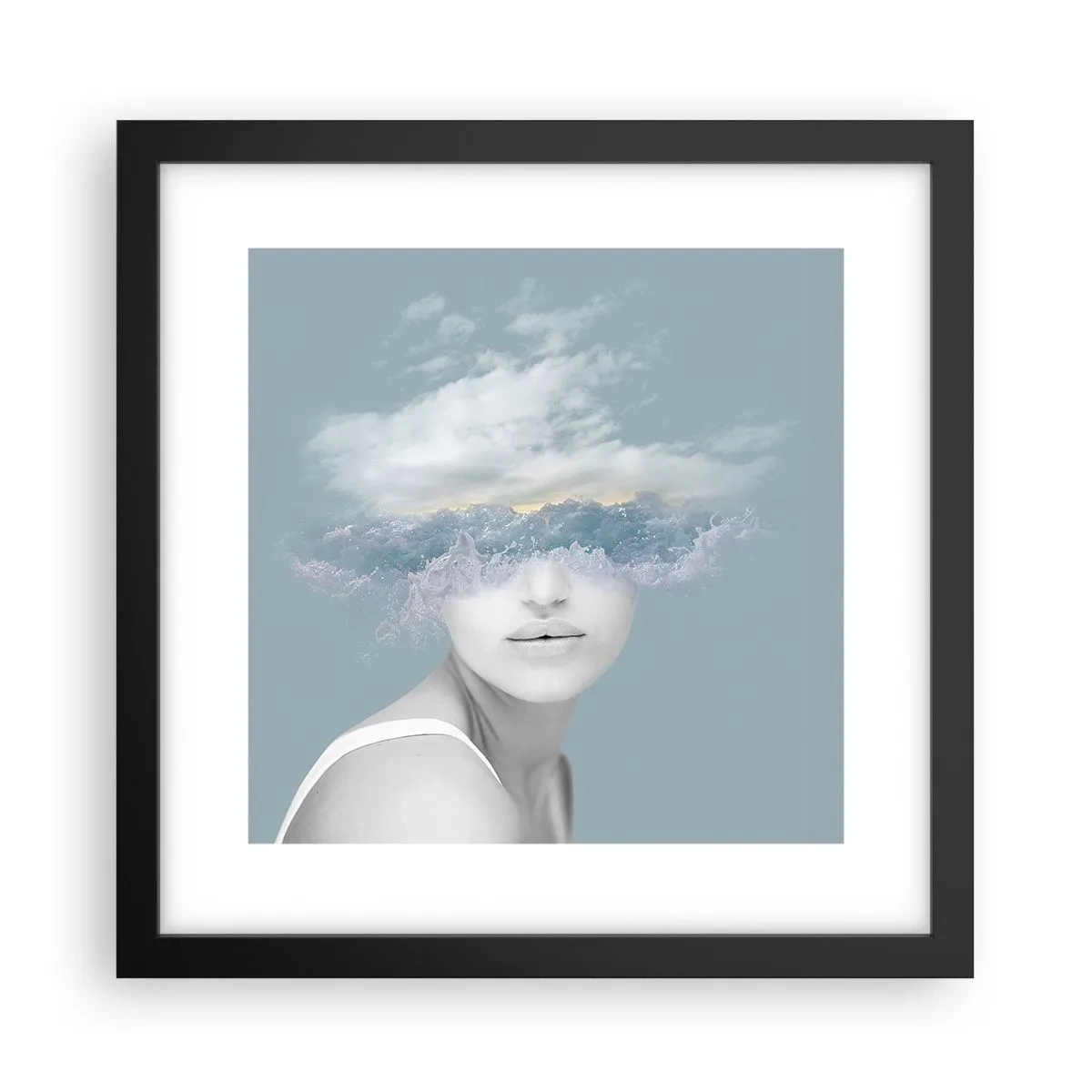 Poster in einem schwarzem Rahmen - Mit dem Kopf in den Wolken - 30x30 cm