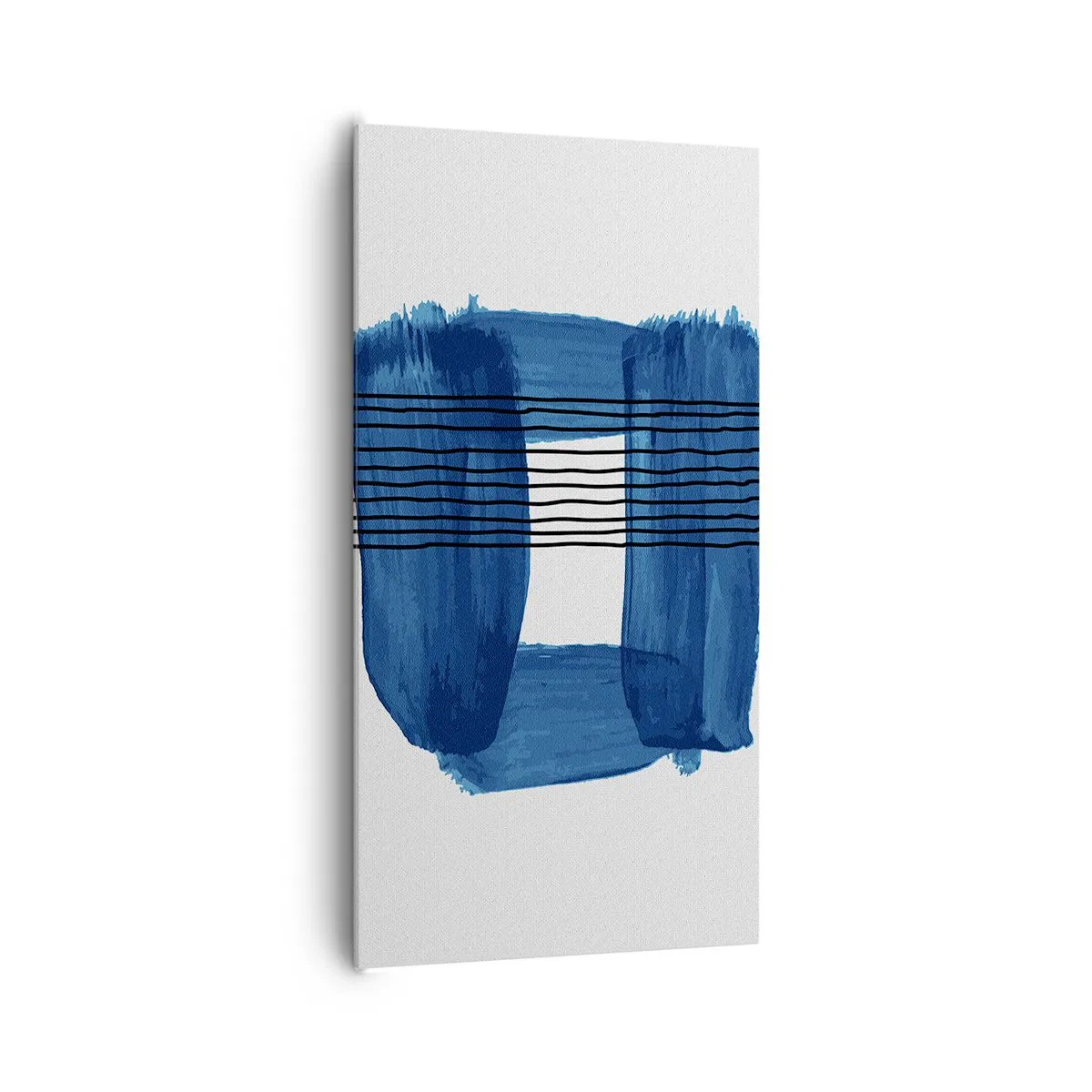 Bild auf Leinwand - Leinwandbild - Blaue und schwarze Komposition - 65x120 cm