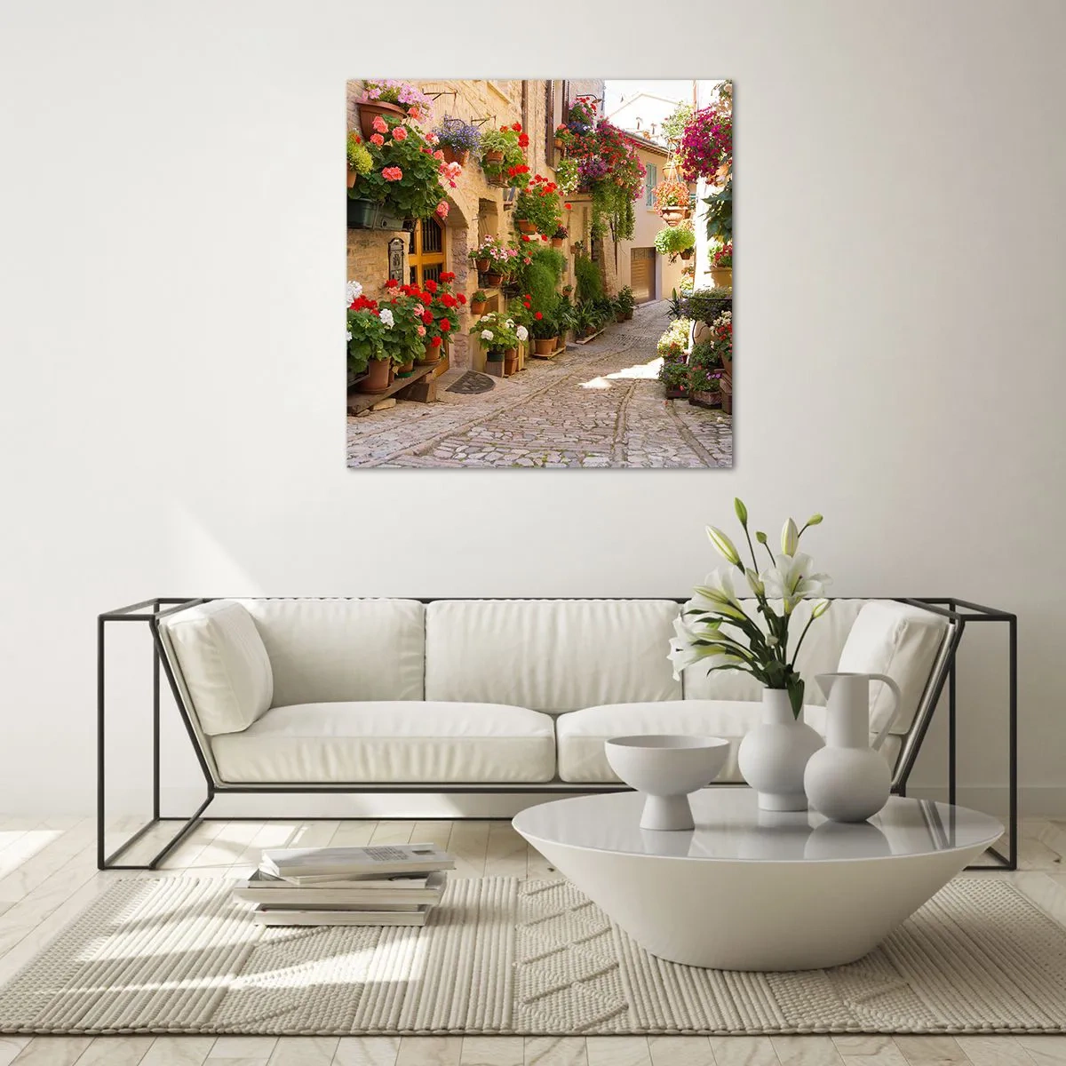 Glasbild - Bild auf glas - In der Flut Blumen - 60x60 cm