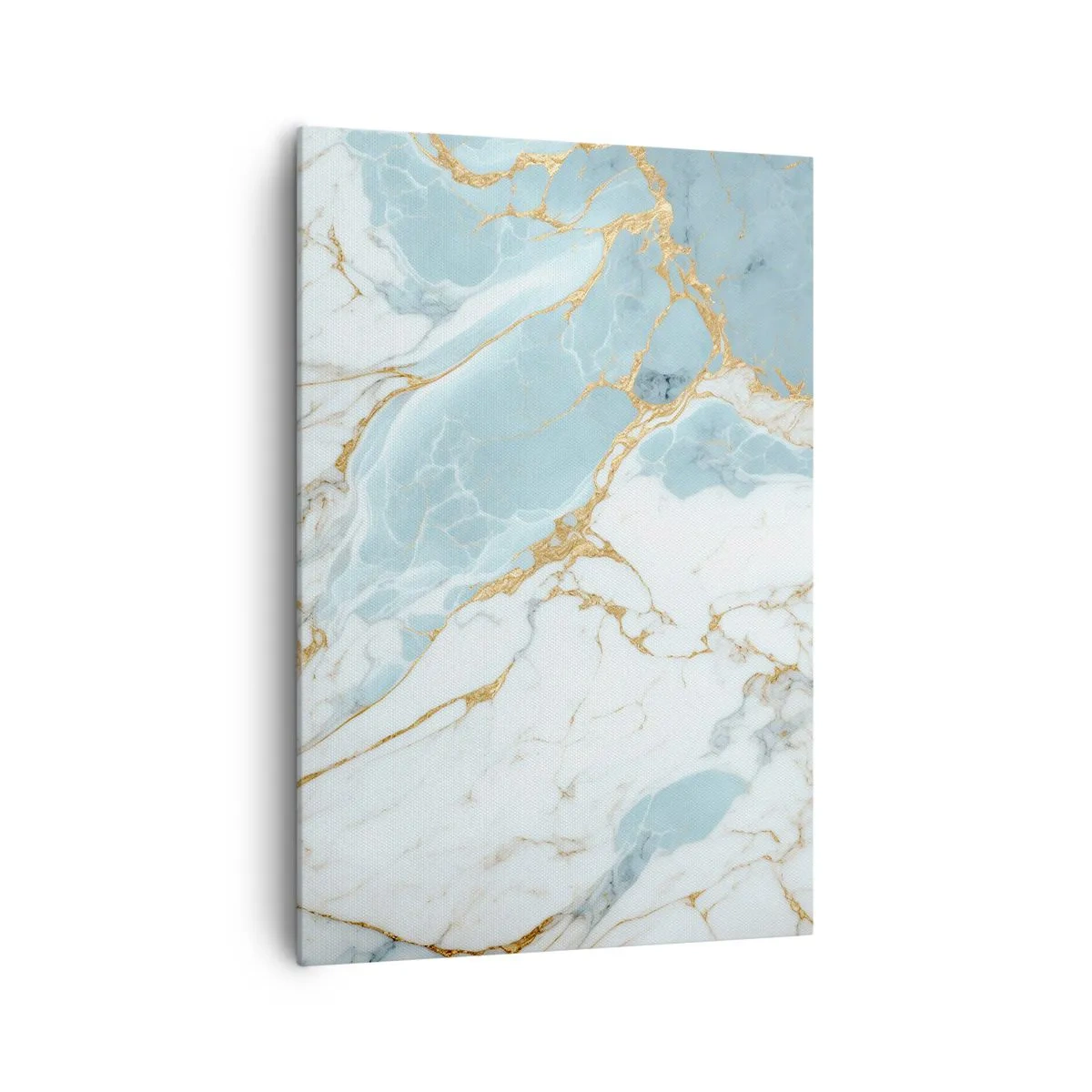 Bild auf Leinwand - Leinwandbild - Blaue und weiße Marmormuster mit zusätzlichen goldenen Adern - 70x100cm - Reichtum des Steins - Moderne Wanddekoration für Wohnzimmer und Schlafzimmer ARTTOR