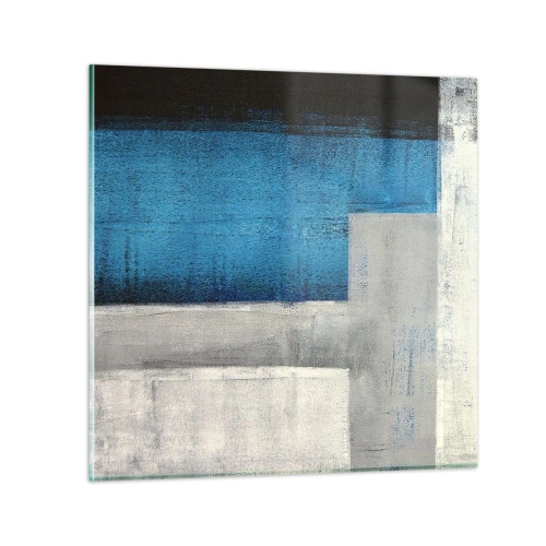 Glasbild - Bild auf glas - Poetische Komposition aus Grau und Blau - 50x50 cm