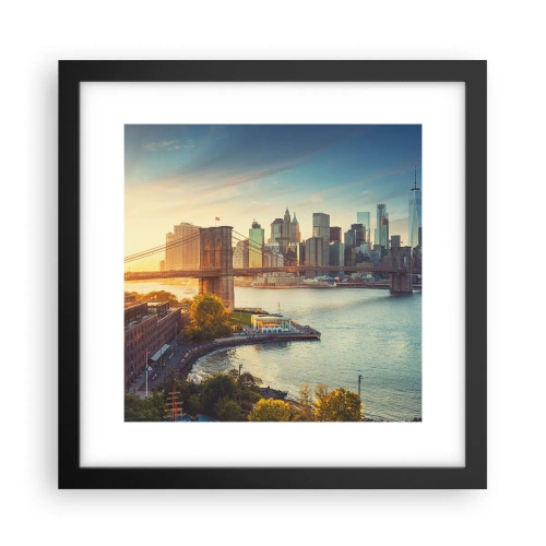 Poster in einem schwarzem Rahmen - Morgendämmerung der Großstadt - 30x30 cm