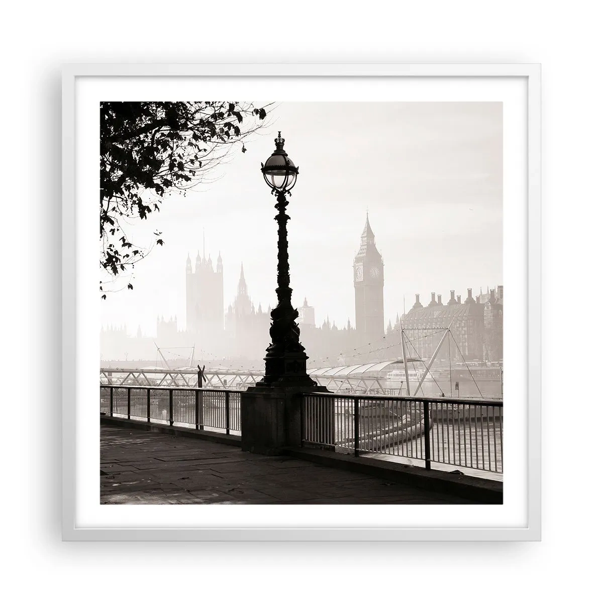 Poster in einem weißen Rahmen - Londoner Morgen - 60x60 cm