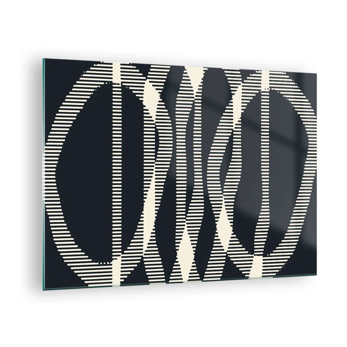 Glasbild - Bild auf glas - Geometrische Linien in Schwarz- und Beigetönen - 70x50cm - Ein Versuch, die Dunkelheit zu durchbrechen - Moderne Wanddekoration für Wohnzimmer und Schlafzimmer ARTTOR