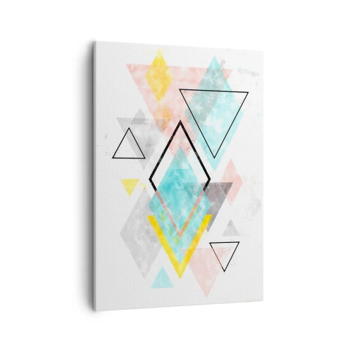 Bild auf Leinwand - Leinwandbild - Bunte geometrische Muster auf weißem Hintergrund - 50x70cm - Geometrisches Spiel - Moderne Wanddekoration für Wohnzimmer und Schlafzimmer ARTTOR