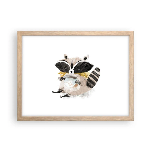 Poster in einem Rahmen aus heller Eiche - Mein Freund der Waschbär - 40x30 cm