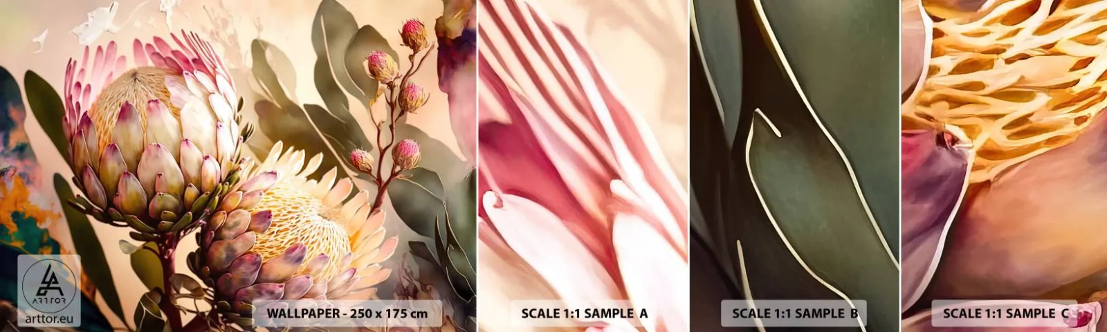 Fototapetenmuster Standard Eco - Zärtlich umarmt - Blumen, Pflanzen, Botanik - 100x30 cm