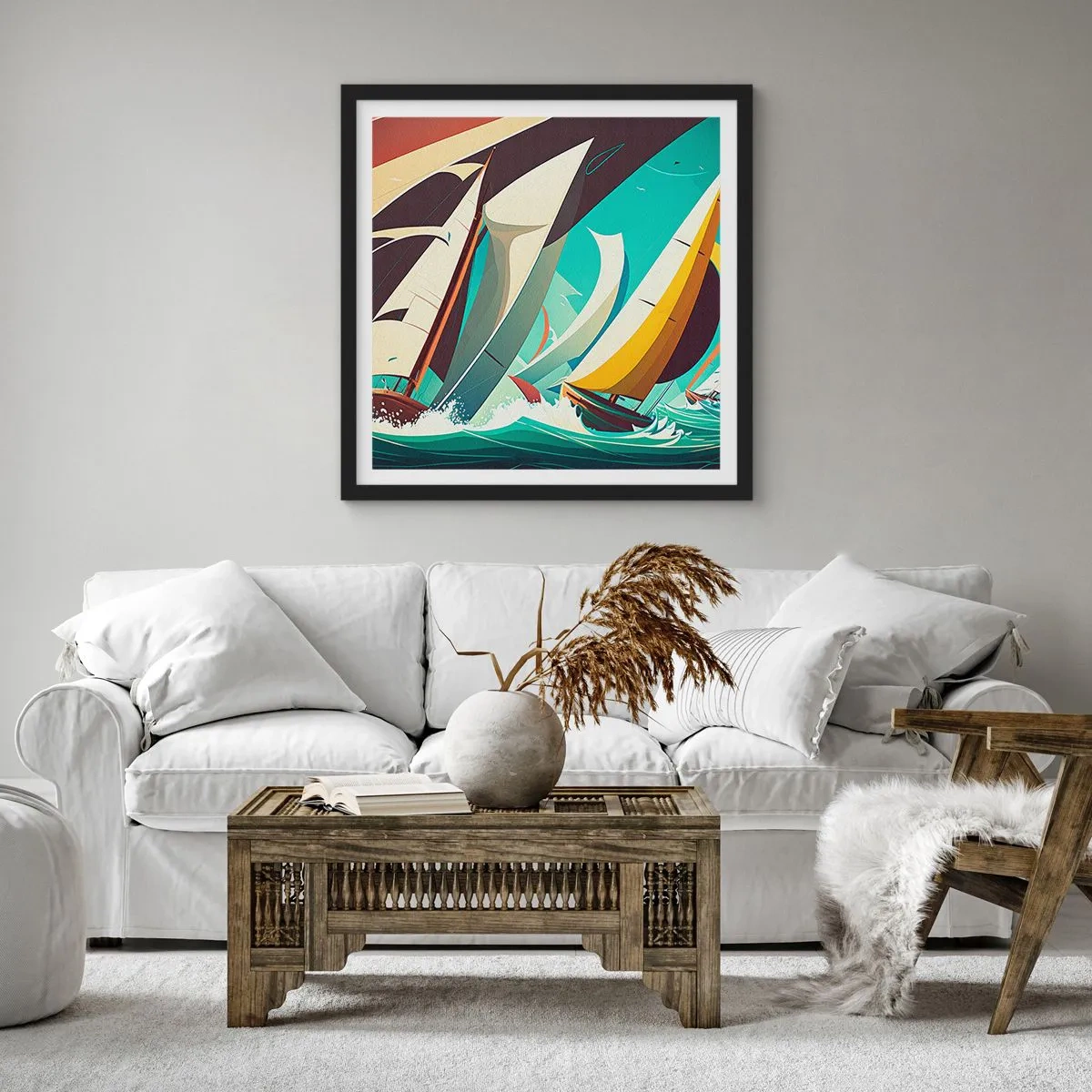 Poster in einem schwarzem Rahmen - Viel Glück mit den Elementen - 50x50 cm