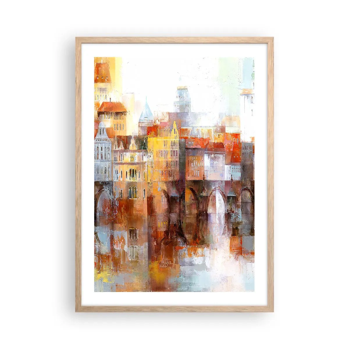 Poster in einem Rahmen aus heller Eiche - Schön ist es auch unter der Brücke - 50x70 cm