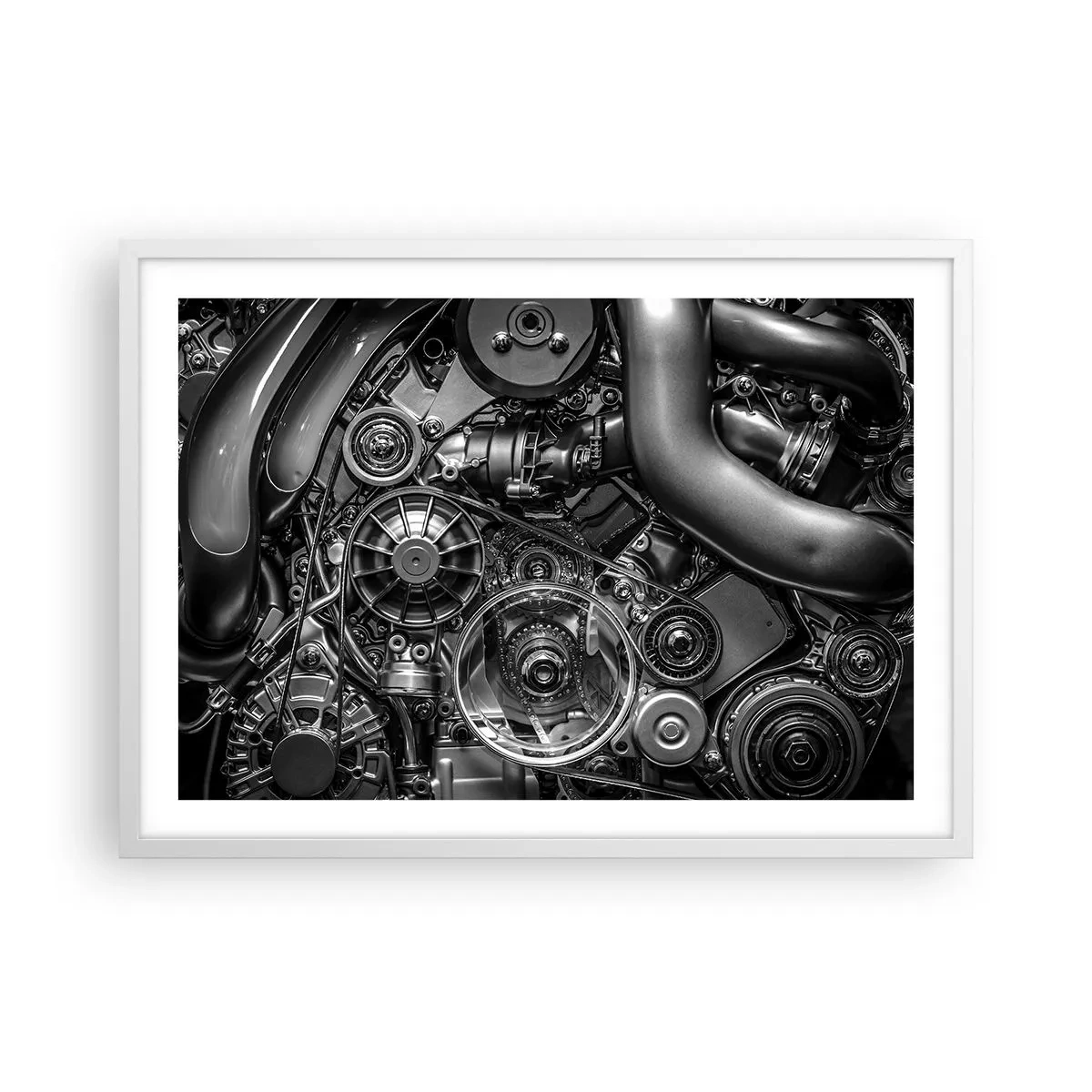 Poster in einem weißen Rahmen - Die Poesie der Mechanik - 70x50 cm