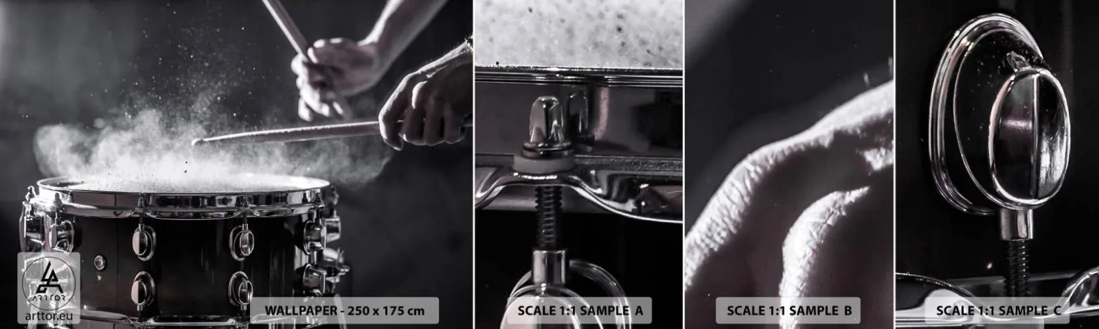 Fototapeten Muster Selbstklebend Deluxe Sticker - Der Puls der Musik - Musik, Ein Musikinstrument, Trommel - 100x30 cm