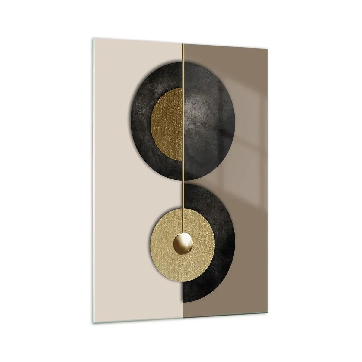 Glasbild - Bild auf glas - Abstrakte Kreise in Gold- und Brauntönen - 70x100cm - Variationen rund um den Kreis - Moderne Wanddekoration für Wohnzimmer und Schlafzimmer ARTTOR