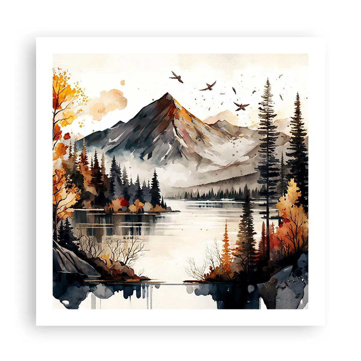 Poster - Goldener Herbst in den Bergen - 60x60 cm