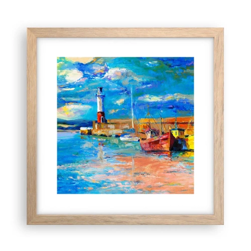 Poster in einem Rahmen aus heller Eiche - Ein Nachmittag in der Regenbogenbucht - 30x30 cm