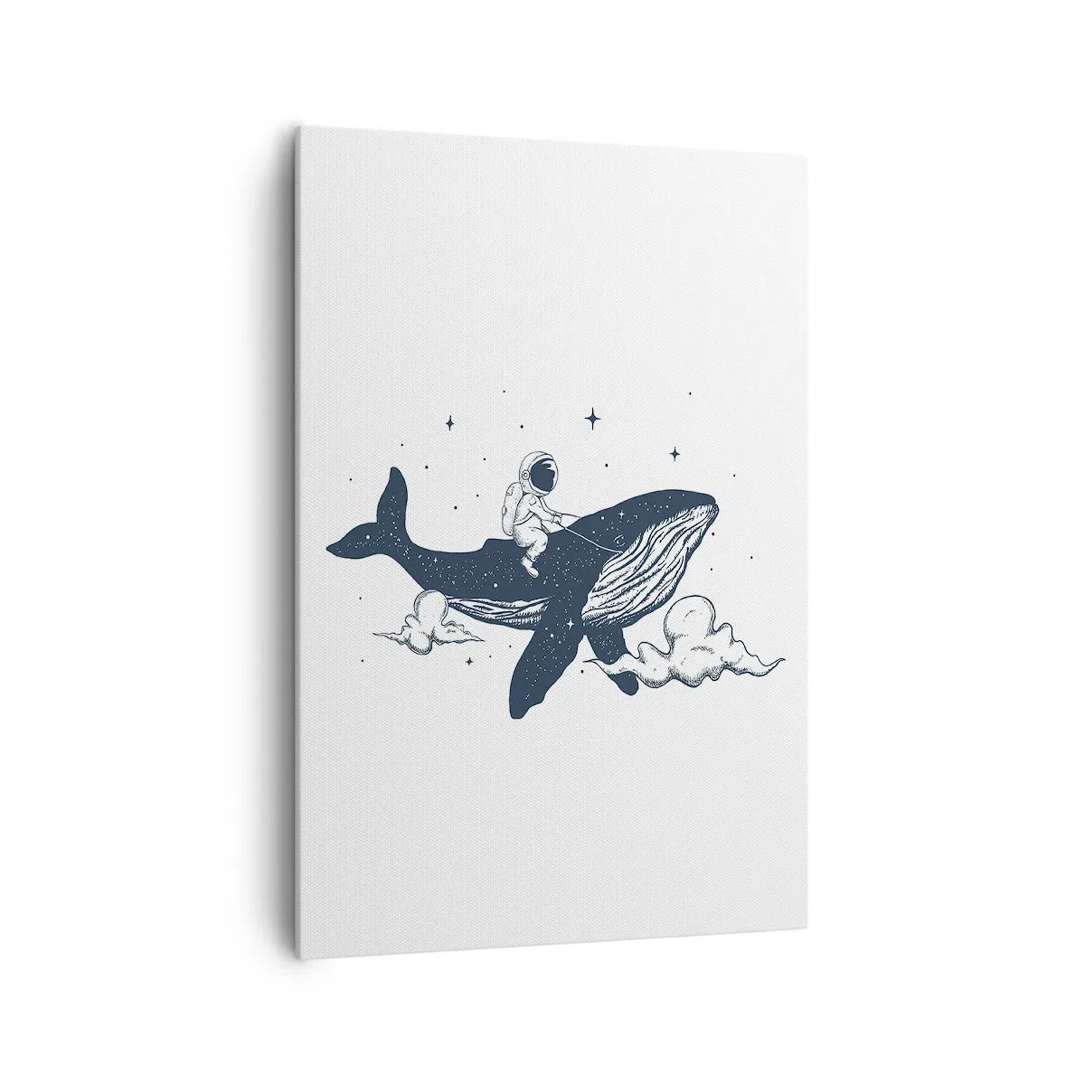Bild auf Leinwand - Leinwandbild - Astronaut auf einem im Weltraum schwebenden Wal - 70x100cm - Weltraumabenteuer - Moderne Wanddekoration für Wohnzimmer und Schlafzimmer ARTTOR