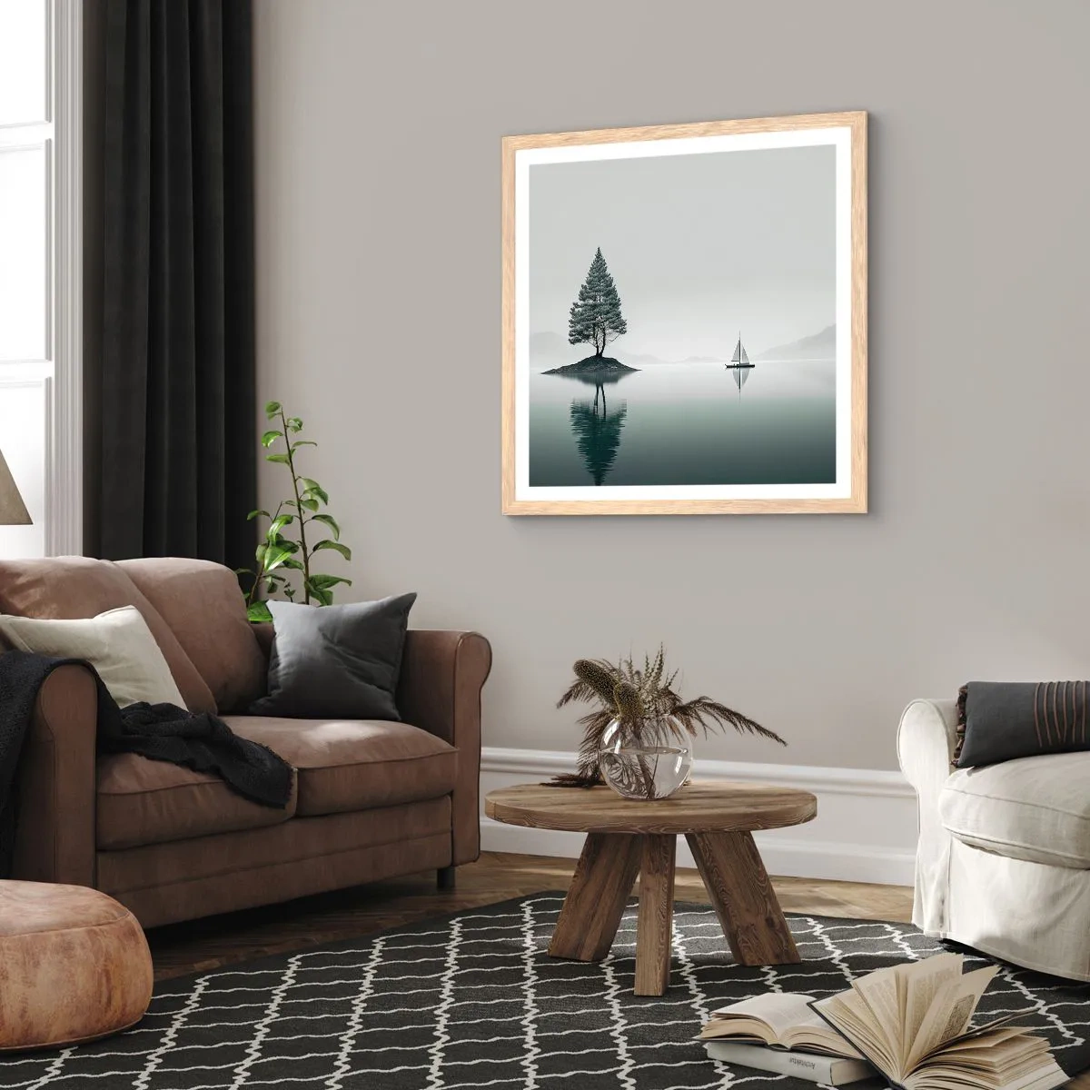 Poster in einem Rahmen aus heller Eiche - Traum - 60x60 cm