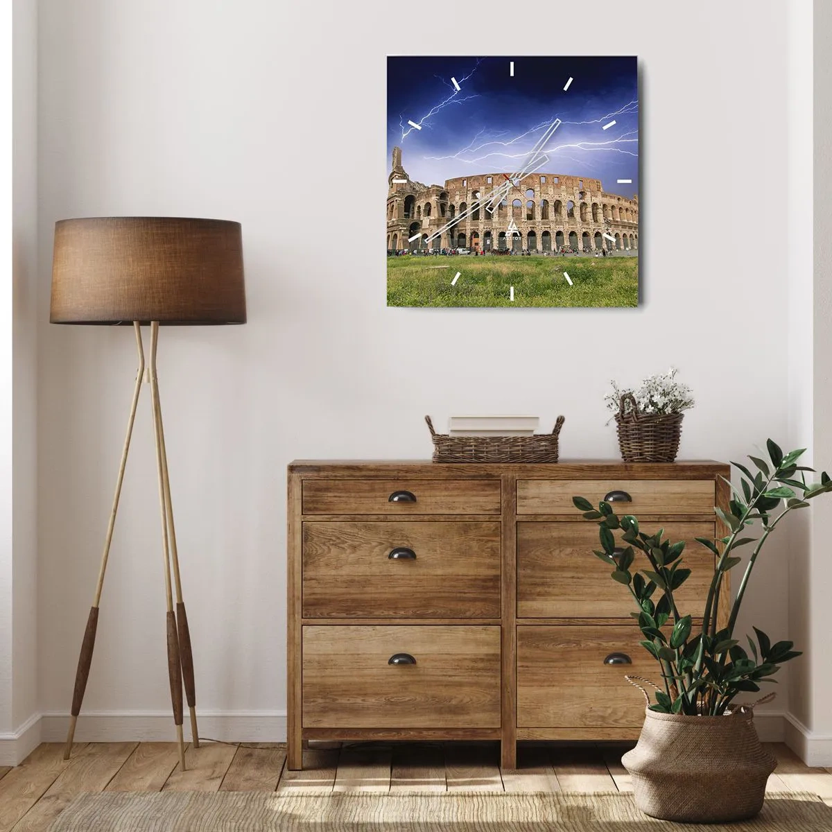 Wanduhr - Glasuhr - Kampfarena - 40x40 cm