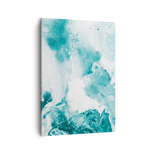 Bild auf Leinwand - Leinwandbild - Abstraktion in Blautönen mit zarten Akzenten in Weiß - 50x70cm - Morast von Blau - Moderne Wanddekoration für Wohnzimmer und Schlafzimmer ARTTOR