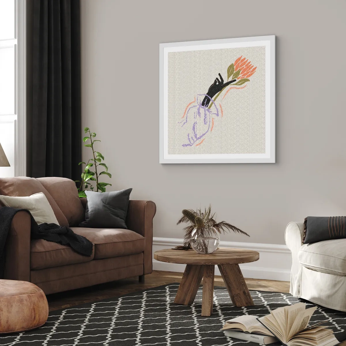 Poster in einem weißen Rahmen - Schwesterliche Berührung - 30x30 cm