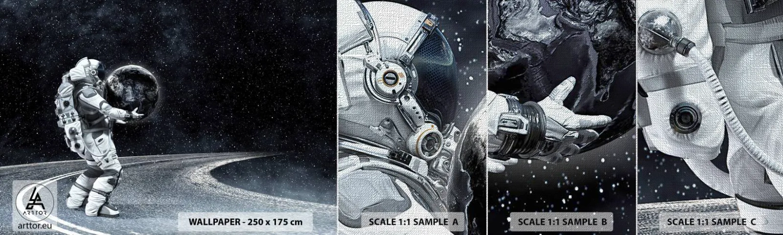 Fototapeten Muster Premium Canvas - Auf der Milchstraße - Kosmos, Astronaut, Fantasie - 100x30 cm