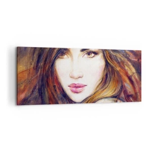 Bild auf Leinwand - Leinwandbild - Porträt einer Frau im malerischen Stil - 120x50cm - Einen Penny für deine Gedanken - Moderne Wanddekoration für Wohnzimmer und Schlafzimmer ARTTOR