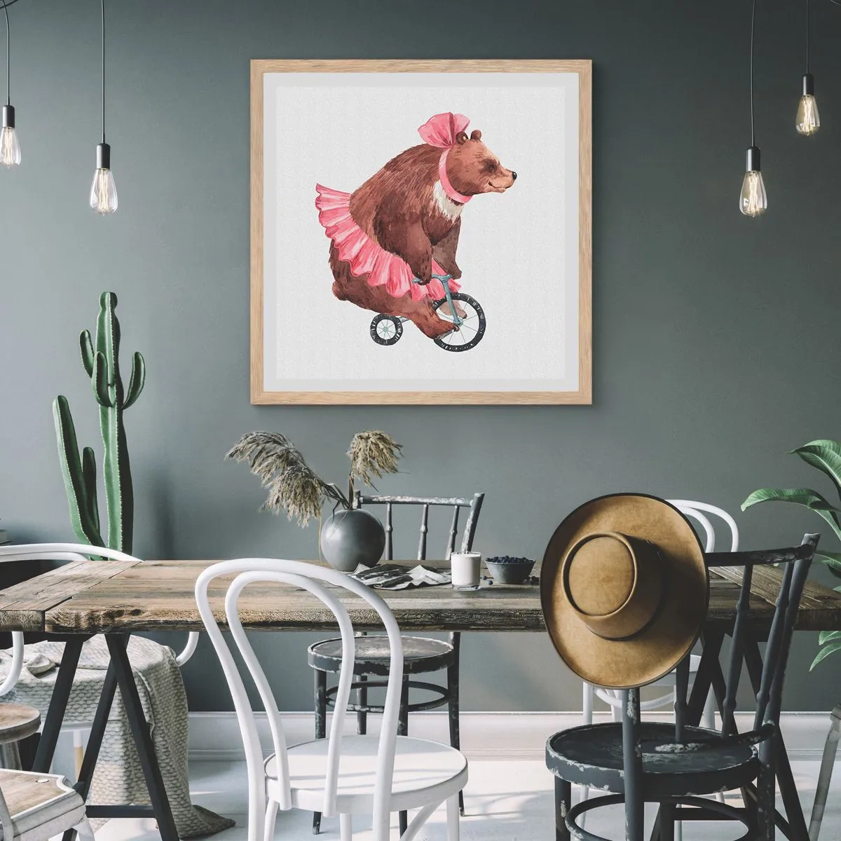 Poster in einem Rahmen aus heller Eiche - Was für ein Affentheater! - 30x30 cm