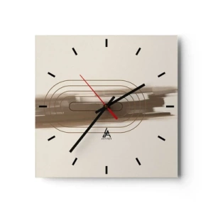 Wanduhr - Glasuhr - Eine minimalistische Komposition in Beige- und Grautönen mit geometrischem Muster - 30x30cm - Ein Hauch von Grau - Moderne Wanddekoration für Wohnzimmer und Schlafzimmer ARTTOR