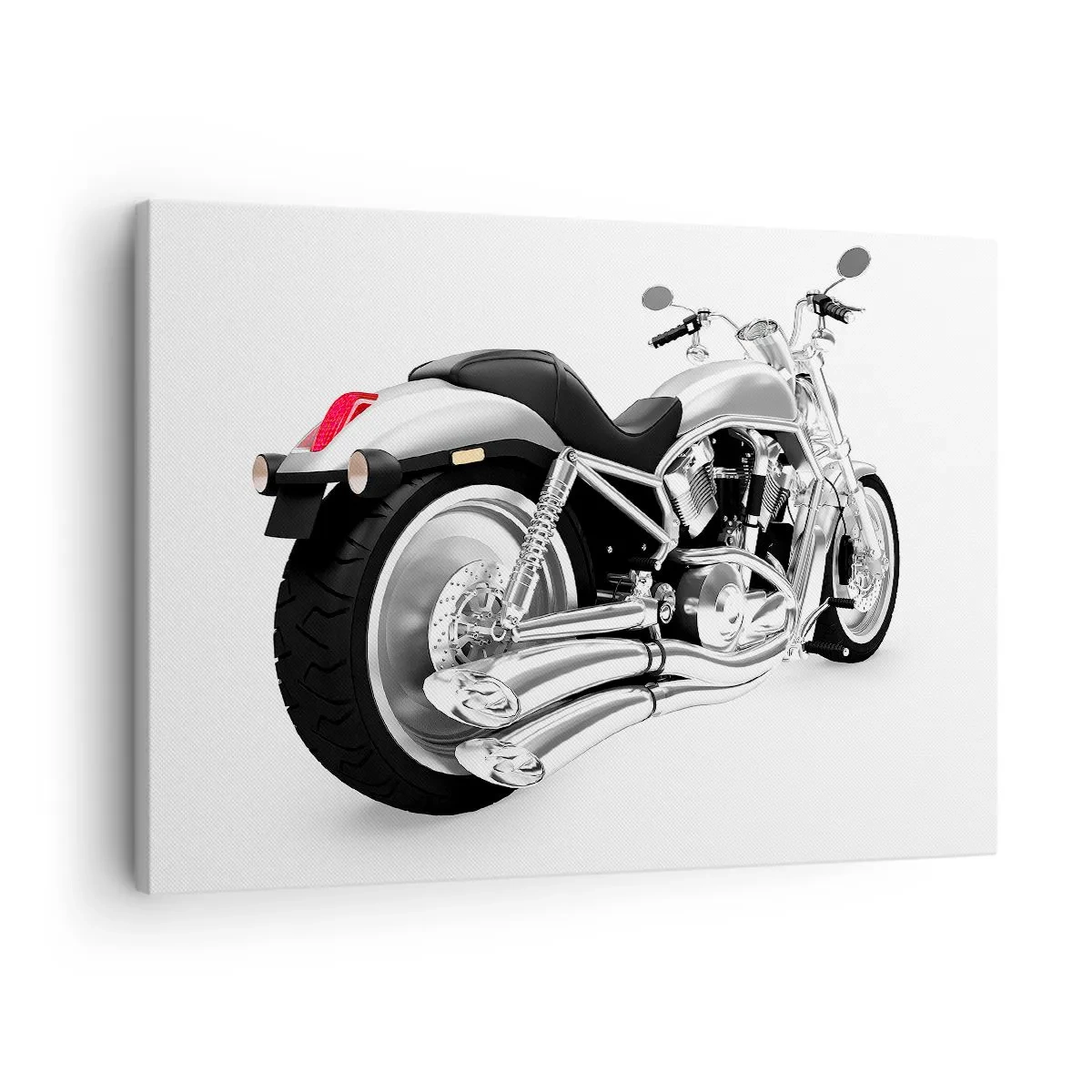 Bild auf Leinwand - Leinwandbild - Chrom Motorrad auf weißem Hintergrund - 70x50cm - Ein Sammlertraum - Moderne Wanddekoration für Wohnzimmer und Schlafzimmer ARTTOR