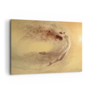 Bild auf Leinwand - Leinwandbild - Eine Figur in dynamischer Bewegung mit zerfallendem Effekt - 100x70cm - In tanzender Ekstase - Moderne Wanddekoration für Wohnzimmer und Schlafzimmer ARTTOR
