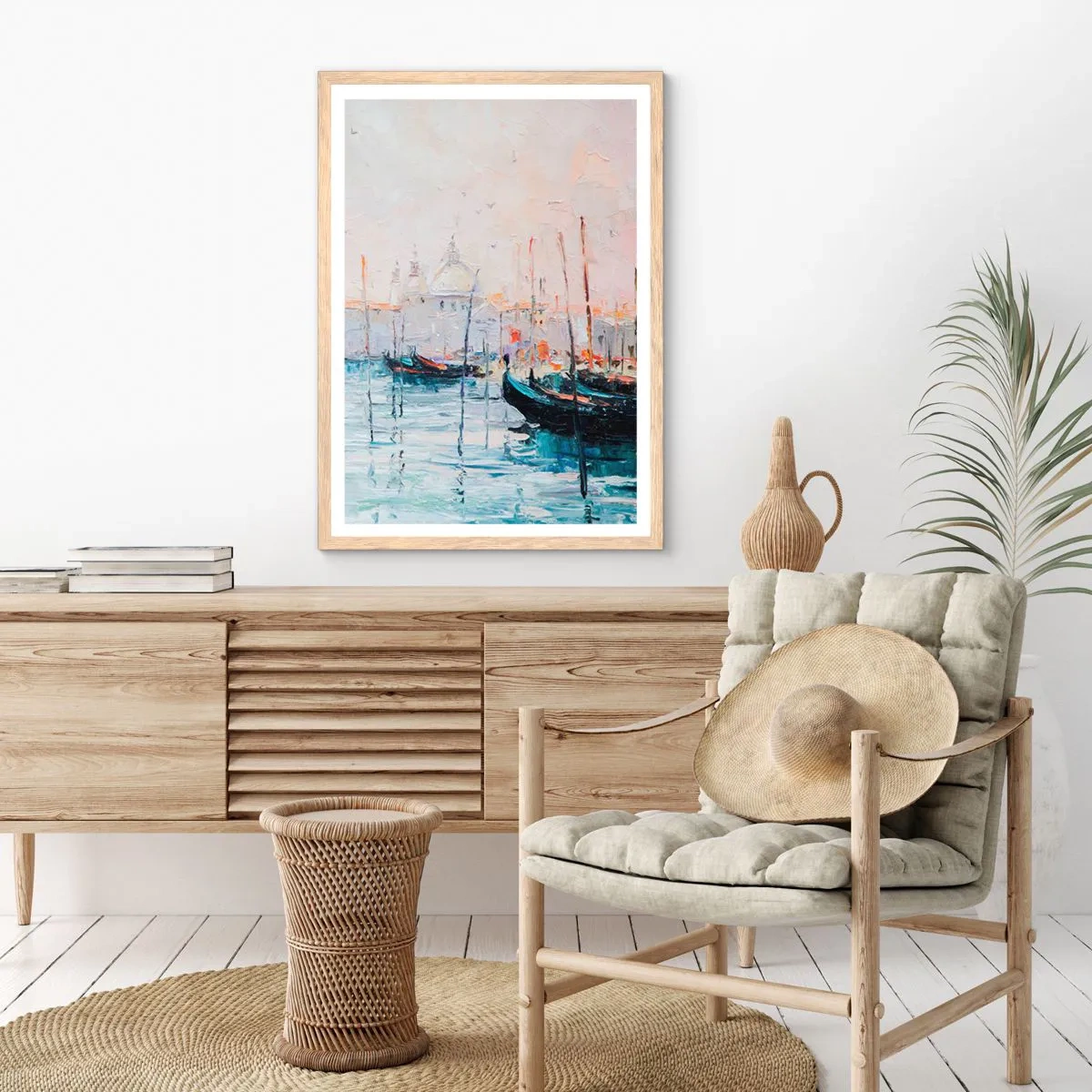 Poster in einem Rahmen aus heller Eiche - Hinter dem Wasser, hinter dem Nebel - 50x70 cm