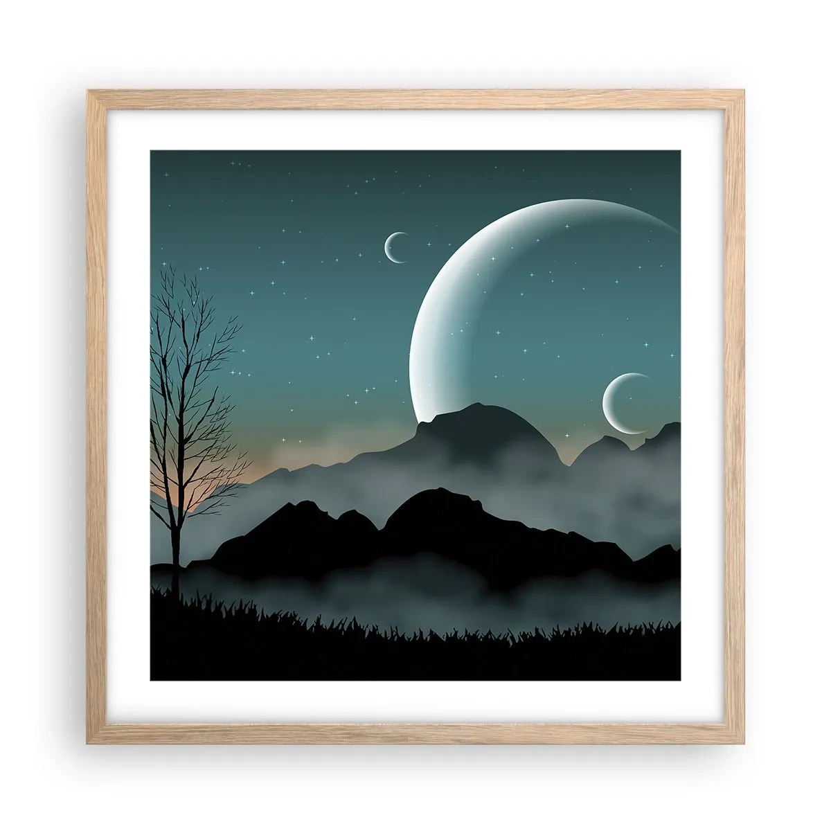 Poster in einem Rahmen aus heller Eiche - Karneval in der Sternenacht - 50x50 cm