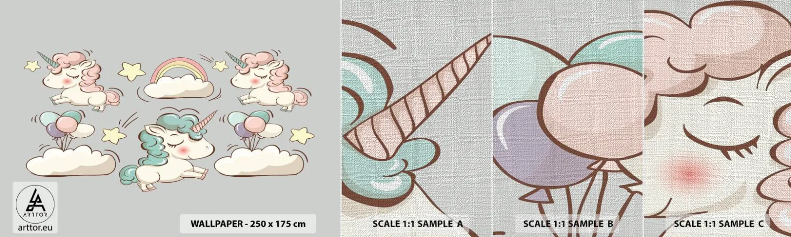 Fototapeten Muster Premium Canvas - Sicherlich gibt es... - Für Kinder, Einhorn, Märchen - 100x30 cm