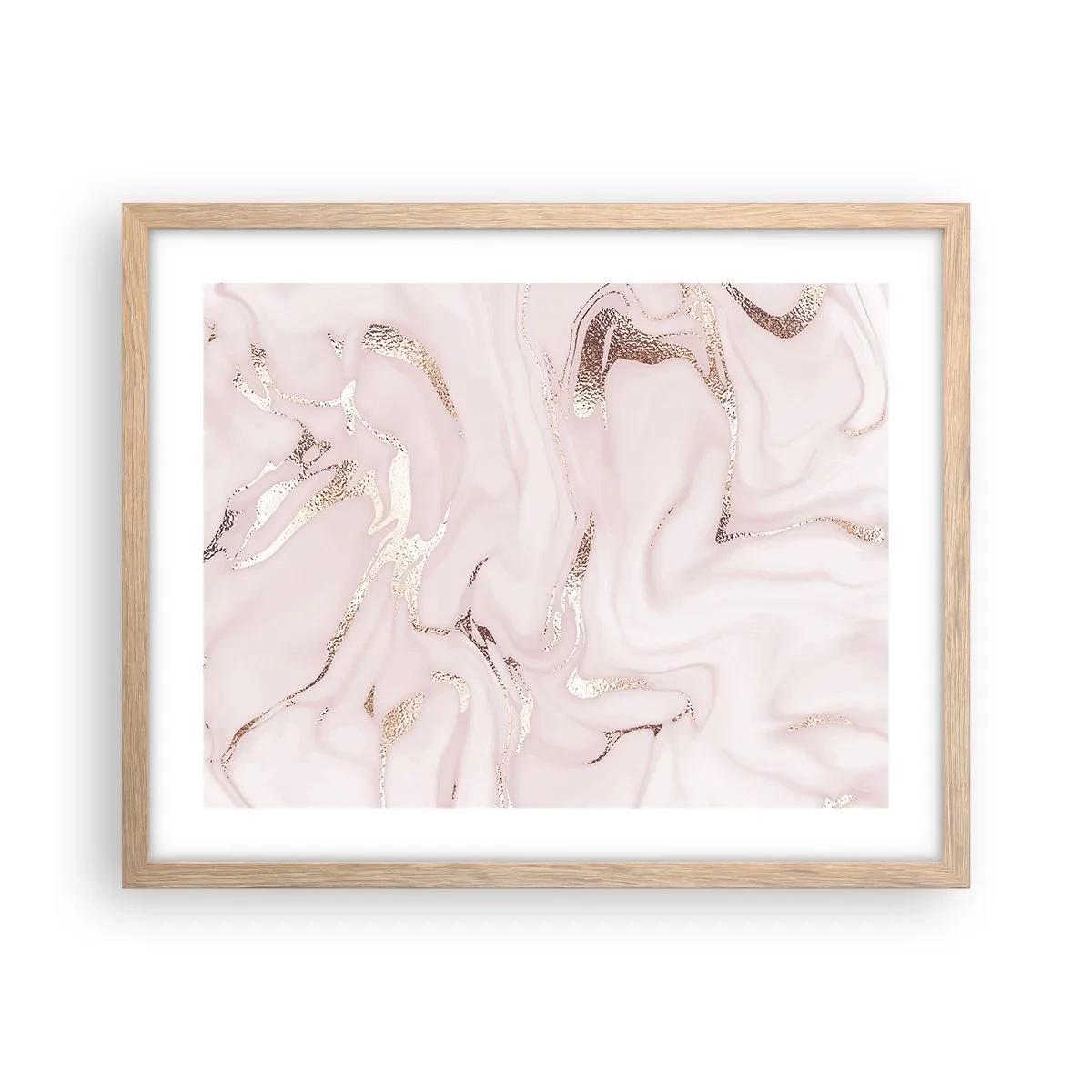 Poster in einem Rahmen aus heller Eiche - In einem rosa Schal - 50x40 cm