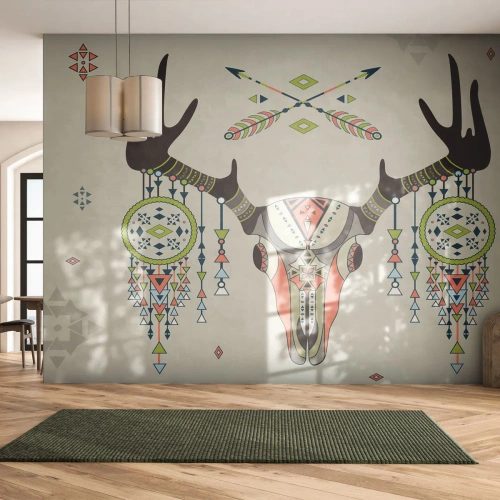 Selbstklebende Fototapete Deluxe Sticker - Indische Jägertrophäe - Abstraktion, Reh, Boho - 200x140 cm