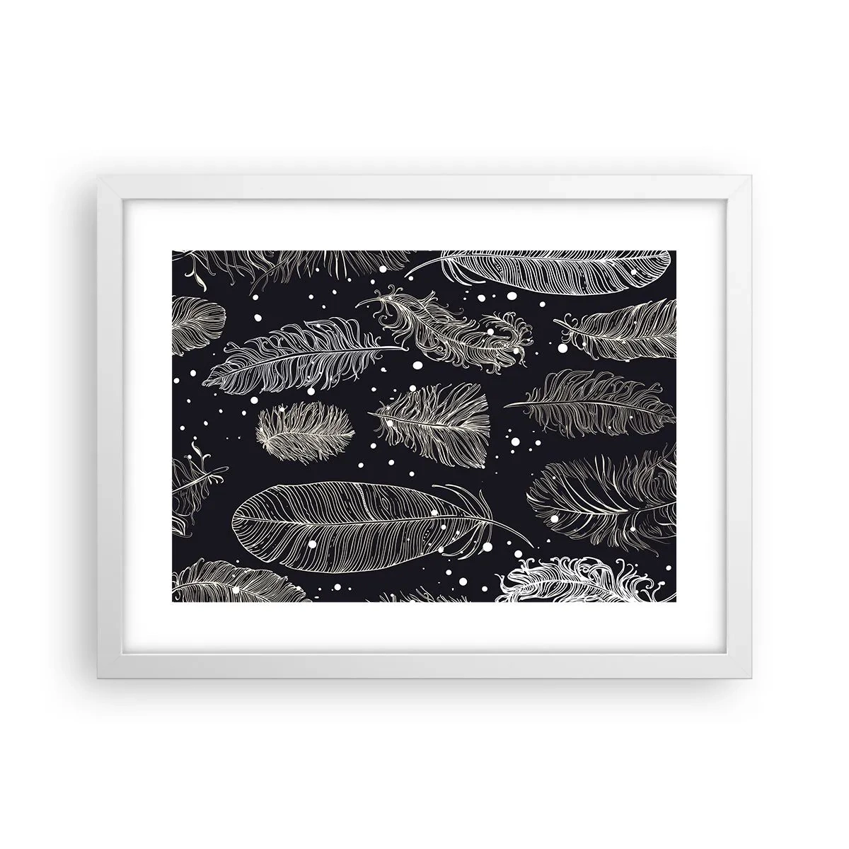 Poster in einem weißen Rahmen - Gefiederte Spitze - 40x30 cm