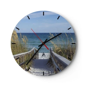 Wanduhr - Glasuhr - Zugang zum Strand mit Meerblick - 30x30cm - In der Sonne, im Wind - Moderne Wanddekoration für Wohnzimmer, Küche und Schlafzimmer ARTTOR