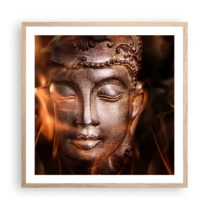 Poster in einem Rahmen aus heller Eiche - Es existiert nur hier und jetzt - 60x60 cm