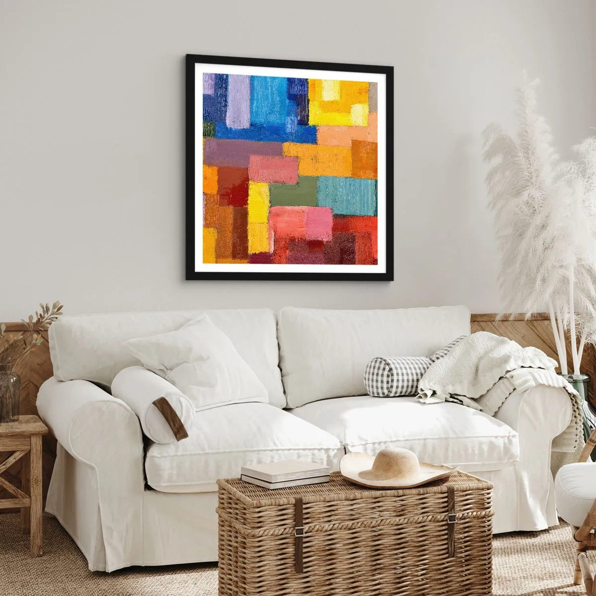 Poster in einem schwarzem Rahmen - Jeder ist anders, alle bunt - 40x40 cm