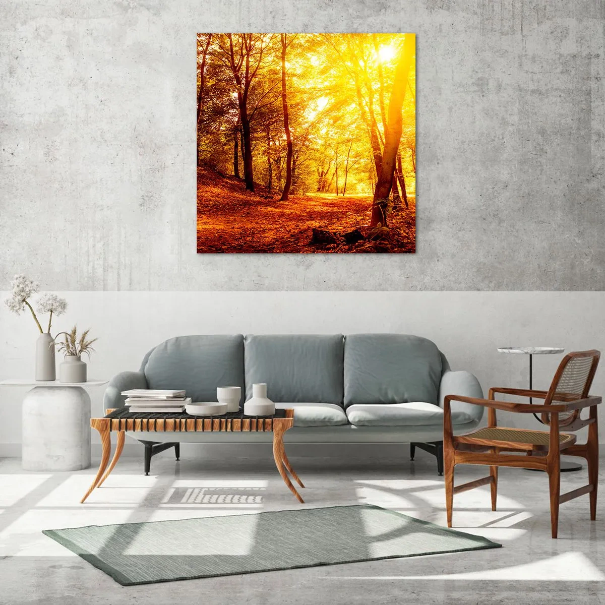 Glasbild - Bild auf glas - Auf die goldene Lichtung - 50x50 cm