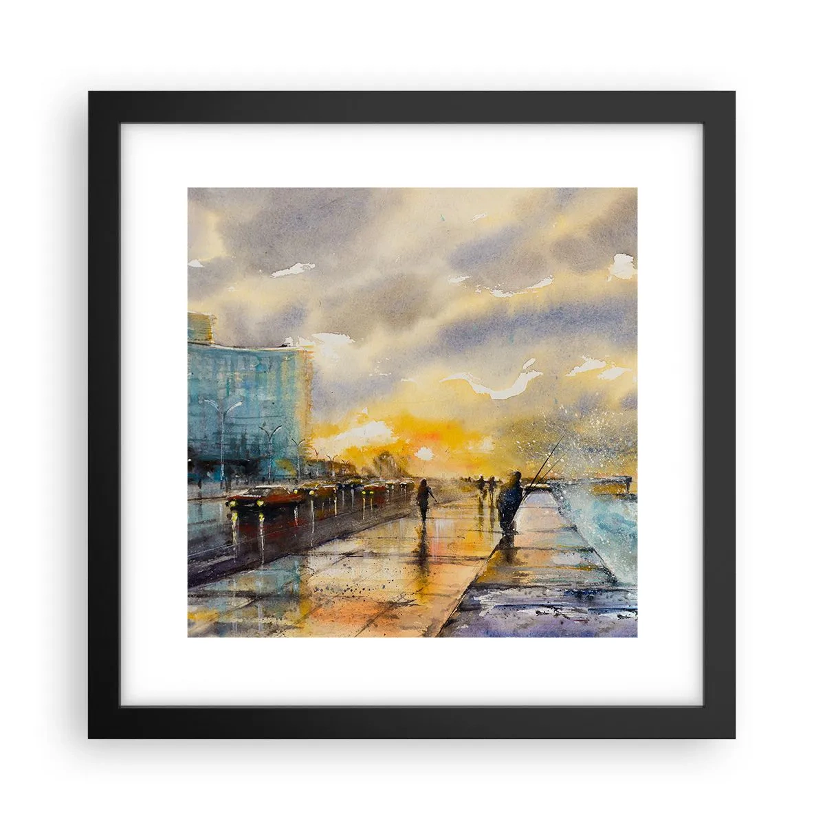 Poster in einem schwarzem Rahmen - Leben am Ufer - 30x30 cm