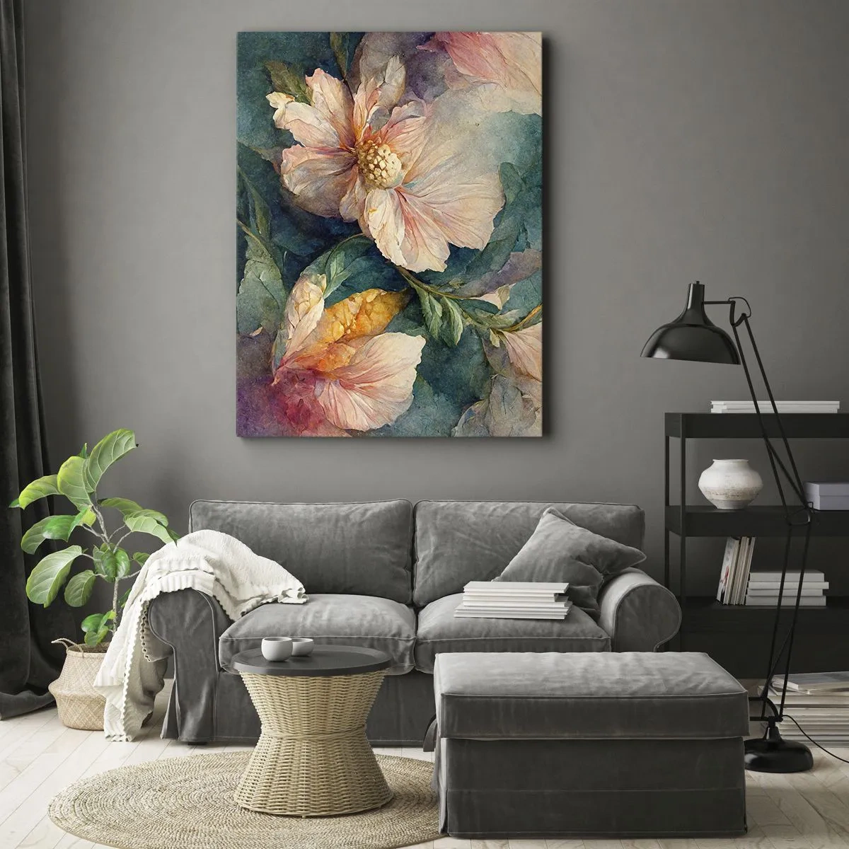 Bild auf Leinwand - Leinwandbild - Zarte Blüten in Pastellfarben - 80x120cm - Pure Subtilität - Moderne Wanddekoration für Wohnzimmer und Schlafzimmer ARTTOR
