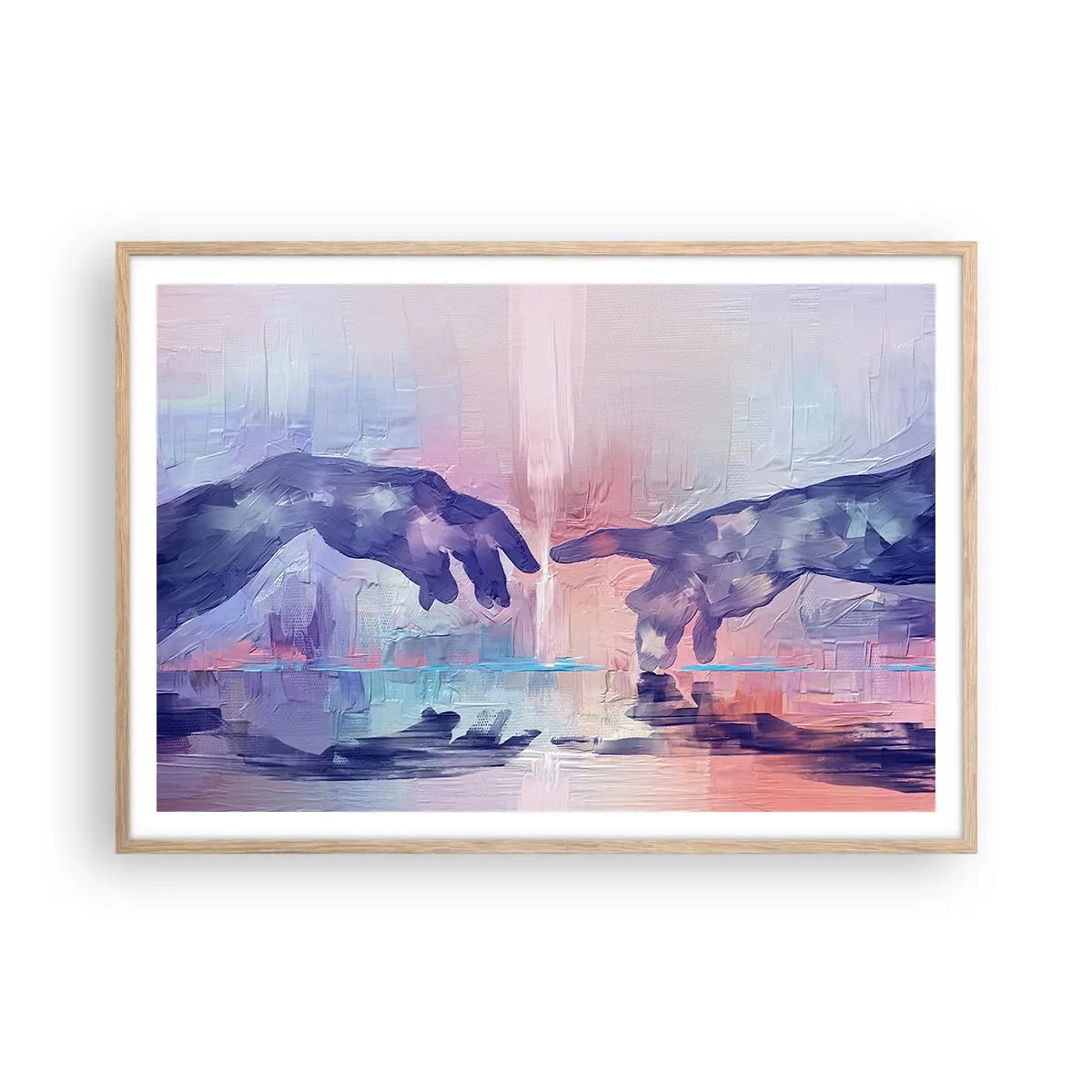 Poster in einem Rahmen aus heller Eiche - Göttlicher Funke des Lebens - 100x70 cm