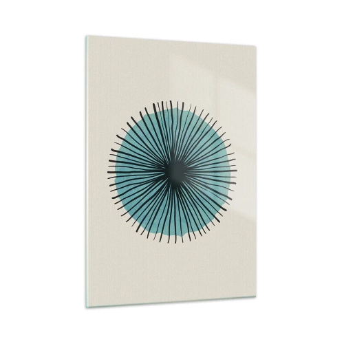 Glasbild - Bild auf glas - Geometrisches Muster in Türkis- und Schwarztönen - 50x70cm - Strahlend im Blau - Moderne Wanddekoration für Wohnzimmer und Schlafzimmer ARTTOR